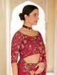 Load image into Gallery viewer, Dark Pink Organza Embroidered Saree With Unstitched Blouse Clothsvilla