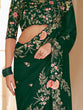 Load image into Gallery viewer, Dark Green Organza Embroidered Saree With Unstitched Blouse Clothsvilla