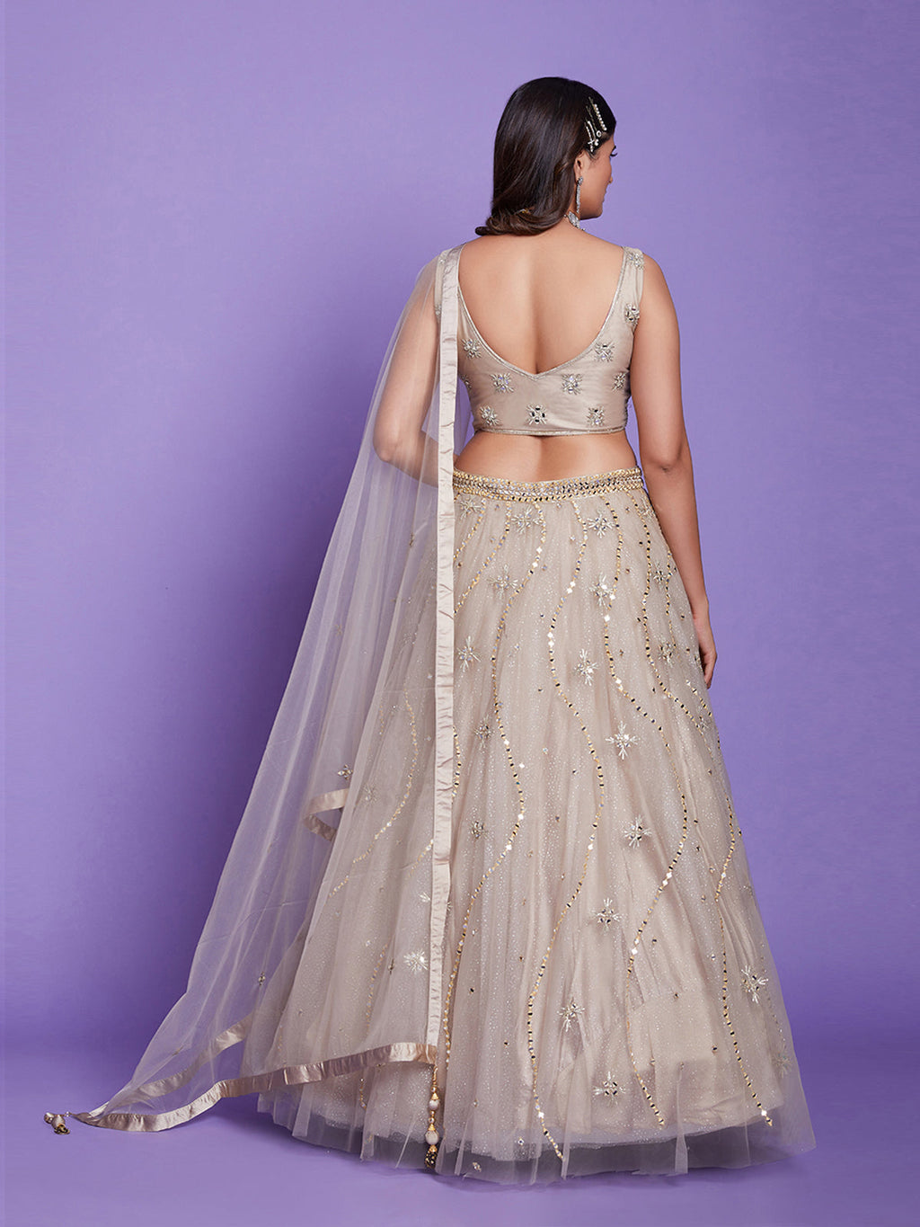 Beige Net Stitched Lehenga Choli Clothsvilla