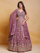 Load image into Gallery viewer, Lavender Georgette Embroidered Stitched Gown Clothsvilla