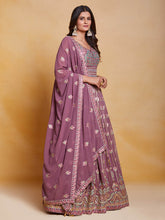 Load image into Gallery viewer, Lavender Georgette Embroidered Stitched Gown Clothsvilla