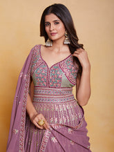 Load image into Gallery viewer, Lavender Georgette Embroidered Stitched Gown Clothsvilla