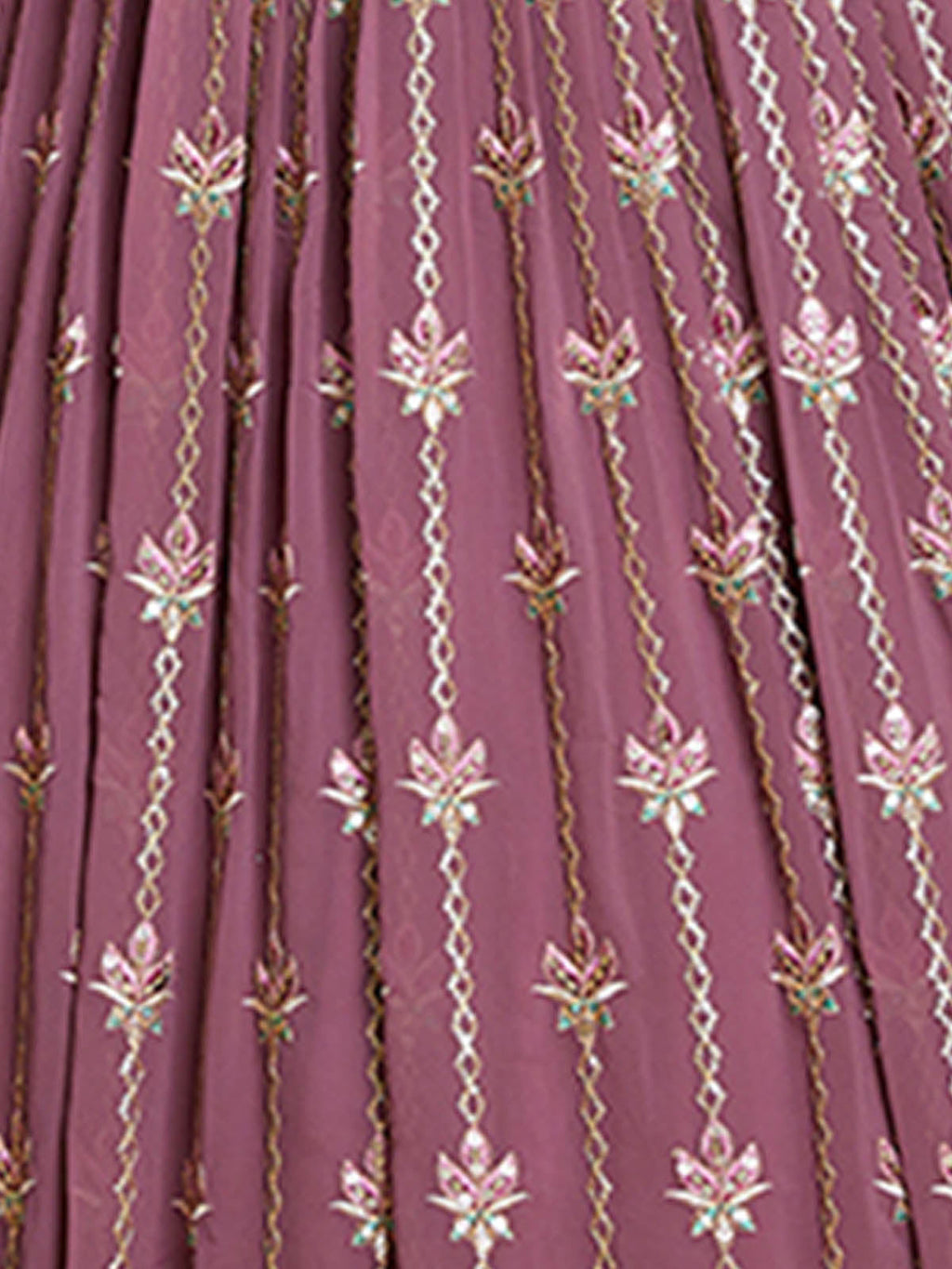Lavender Georgette Embroidered Stitched Gown Clothsvilla