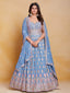 Blue Georgette Embroidered Stitched Gown Clothsvilla