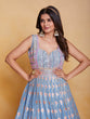 Load image into Gallery viewer, Blue Georgette Embroidered Stitched Gown Clothsvilla