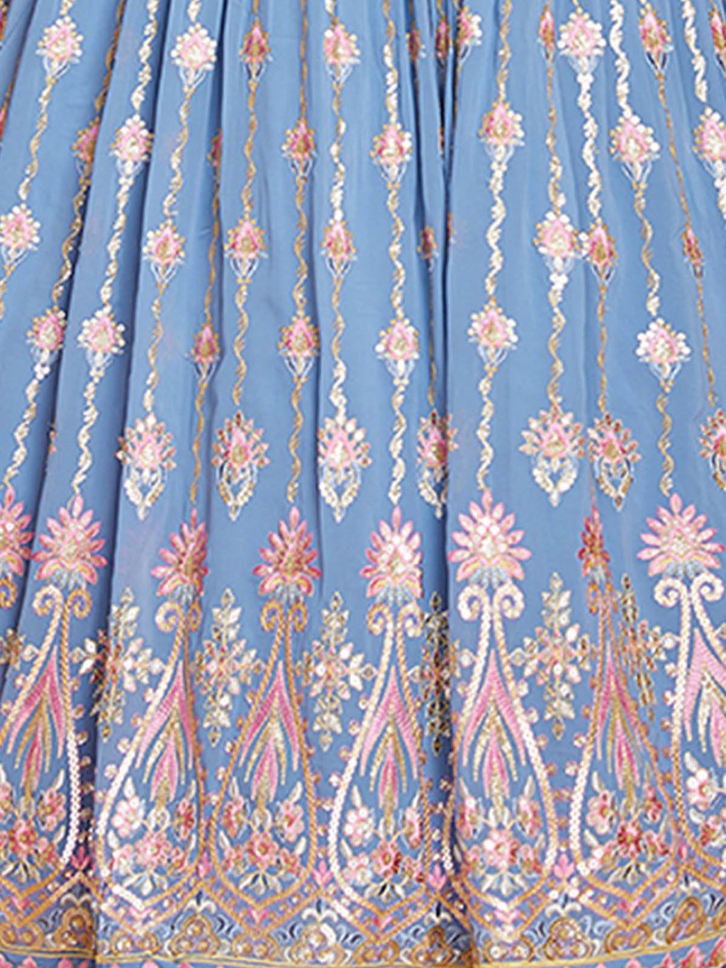 Blue Georgette Embroidered Stitched Gown Clothsvilla
