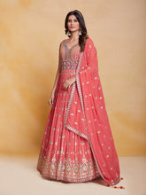Load image into Gallery viewer, Orange Georgette Embroidered Stitched Gown Clothsvilla