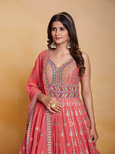 Load image into Gallery viewer, Orange Georgette Embroidered Stitched Gown Clothsvilla