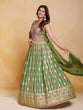 Load image into Gallery viewer, Green Georgette Embroidered Stitched Gown Clothsvilla