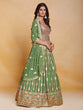 Load image into Gallery viewer, Green Georgette Embroidered Stitched Gown Clothsvilla