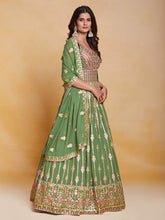 Load image into Gallery viewer, Green Georgette Embroidered Stitched Gown Clothsvilla