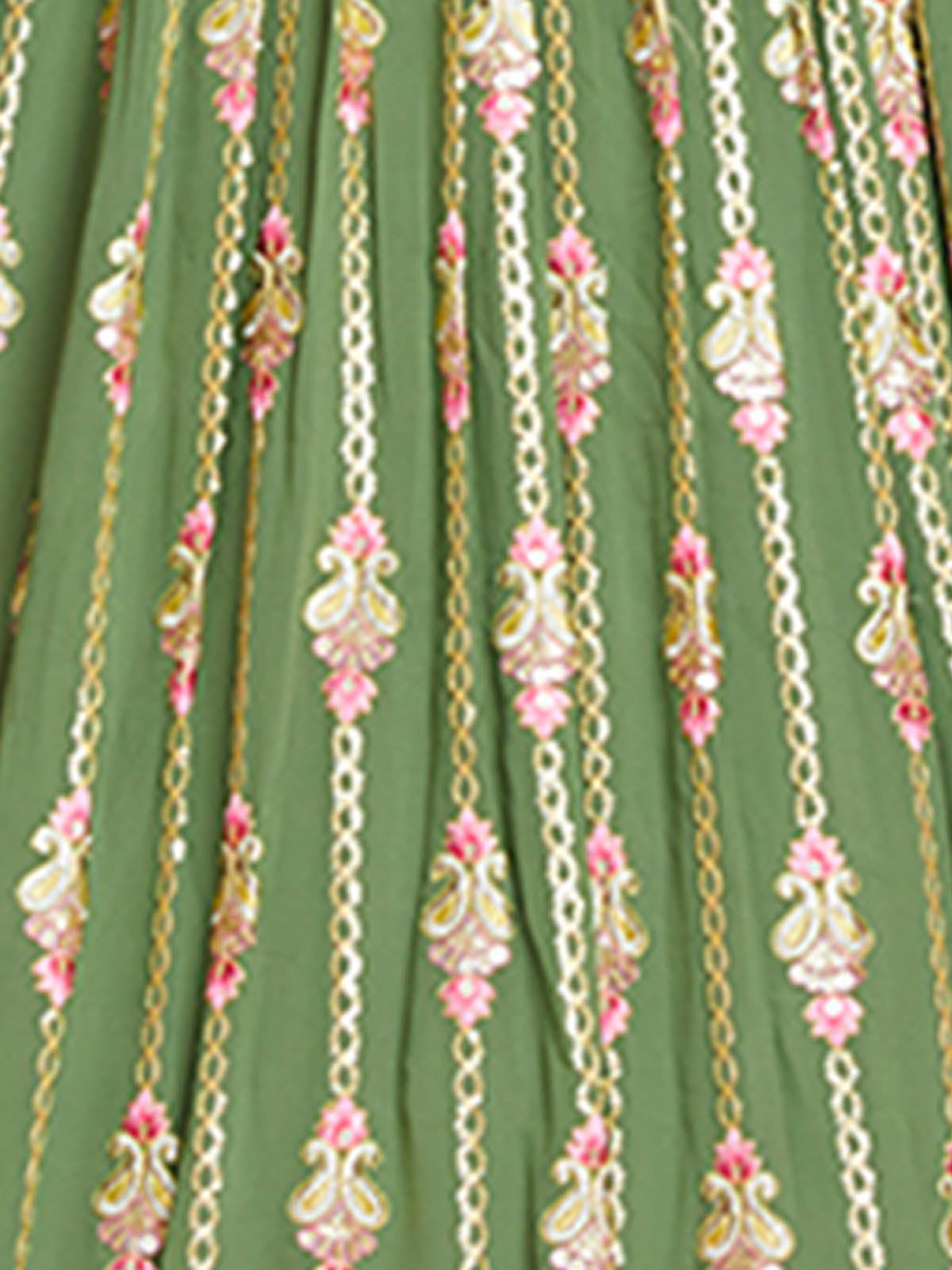 Green Georgette Embroidered Stitched Gown Clothsvilla