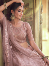 Load image into Gallery viewer, Lilac Sequins,Thread,Dori,Zari Semi Stitched Lehenga With Unstitched Blouse Clothsvilla