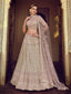 Lilac Embroidered Soft Net Semi Stitched Lehenga With Unstitched Blouse Clothsvilla