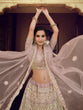 Load image into Gallery viewer, Lilac Embroidered Soft Net Semi Stitched Lehenga With Unstitched Blouse Clothsvilla