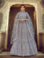 Grey Sequins Embroidered Soft Net Semi Stitched Lehenga With Unstitched Blouse Clothsvilla