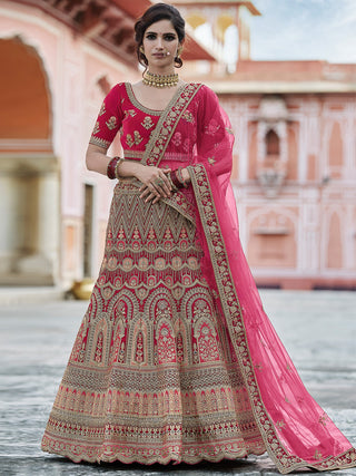 Fancy Maroon  Semi Stitched Lehenga With  Unstitched Blouse Clothsvilla