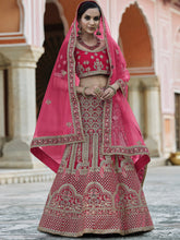 Load image into Gallery viewer, Fancy Pink  Semi Stitched Lehenga With  Unstitched Blouse Clothsvilla