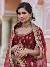 Load image into Gallery viewer, Maroon Elegant  Semi Stitched Lehenga With  Unstitched Blouse Clothsvilla