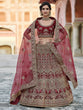 Load image into Gallery viewer, Maroon Soft Net Hand Work And Embroidery Semi Stitched Lehenga With  Unstitched Blouse Clothsvilla