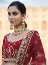 Load image into Gallery viewer, Maroon Elegant  Semi Stitched Lehenga With  Unstitched Blouse Clothsvilla