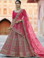 Fancy Pink Semi Stitched Lehenga With  Unstitched Blouse Clothsvilla
