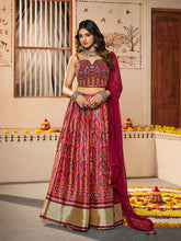 Load image into Gallery viewer, Maroon Silk Printed Semi Stitched Lehenga With Unstitched Blouse Clothsvilla