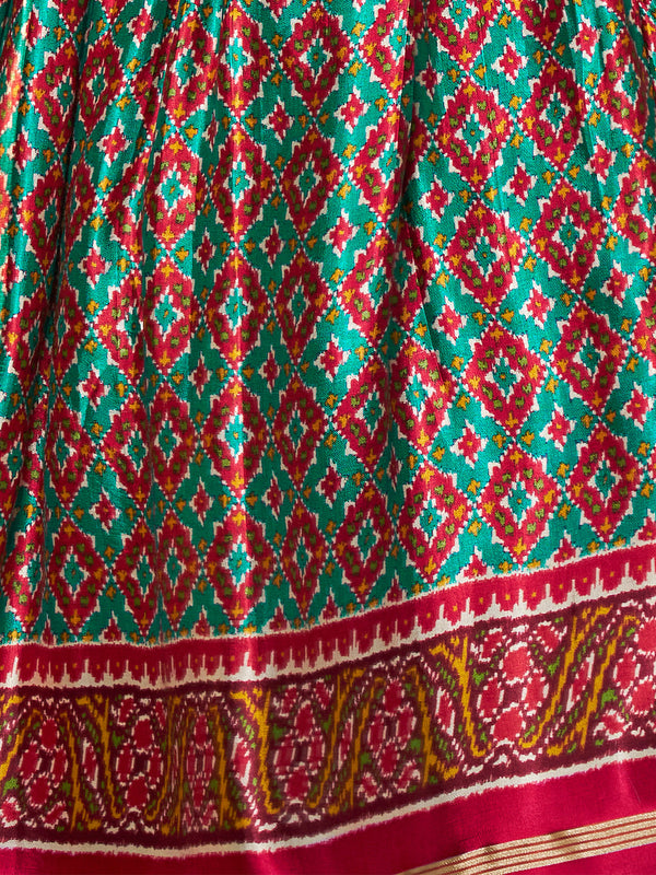 Blue Silk Printed Semi Stitched Lehenga With Unstitched Blouse Clothsvilla