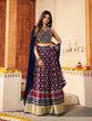 Load image into Gallery viewer, Navy Blue  Silk Printed Semi Stitched Lehenga With Unstitched Blouse Clothsvilla