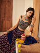 Load image into Gallery viewer, Navy Blue  Silk Printed Semi Stitched Lehenga With Unstitched Blouse Clothsvilla