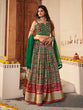 Load image into Gallery viewer, Green Silk Printed Semi Stitched Lehenga With Unstitched Blouse Clothsvilla
