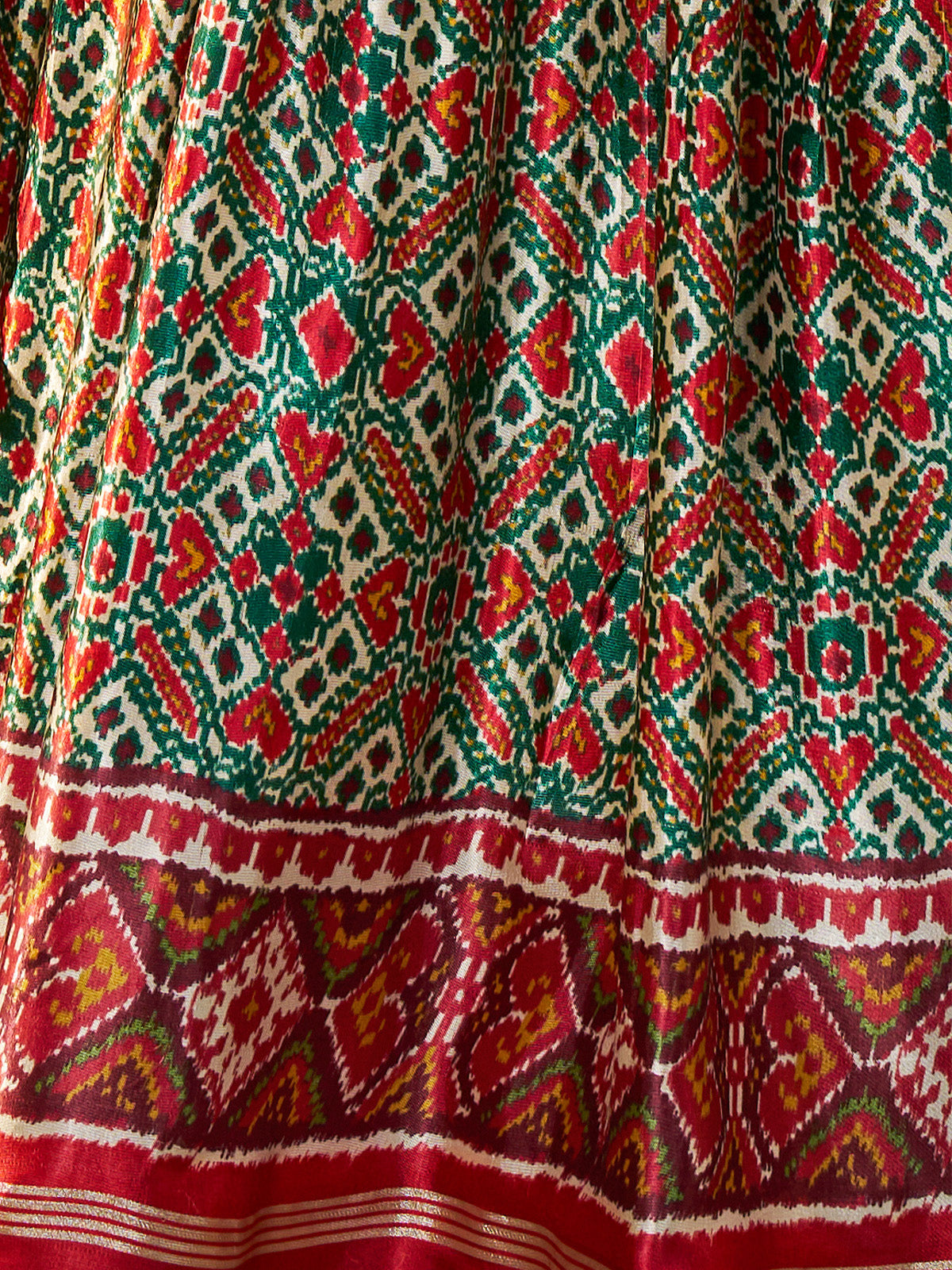 Green Silk Printed Semi Stitched Lehenga With Unstitched Blouse Clothsvilla