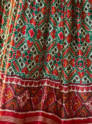 Green Silk Printed Semi Stitched Lehenga With Unstitched Blouse Clothsvilla