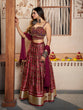 Load image into Gallery viewer, Wine Silk Printed Semi Stitched Lehenga With Unstitched Blouse Clothsvilla