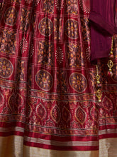 Load image into Gallery viewer, Wine Silk Printed Semi Stitched Lehenga With Unstitched Blouse Clothsvilla