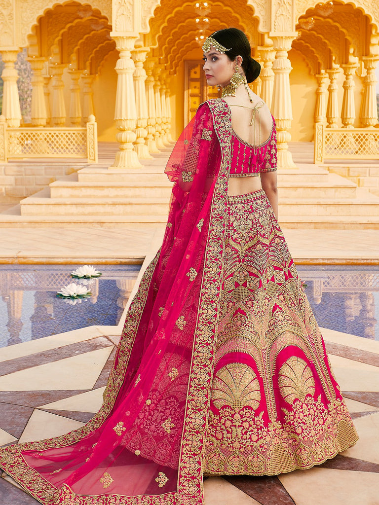 Pink Pure  Velvet Semi Stitched Lehenga With  Unstitched Blouse Clothsvilla