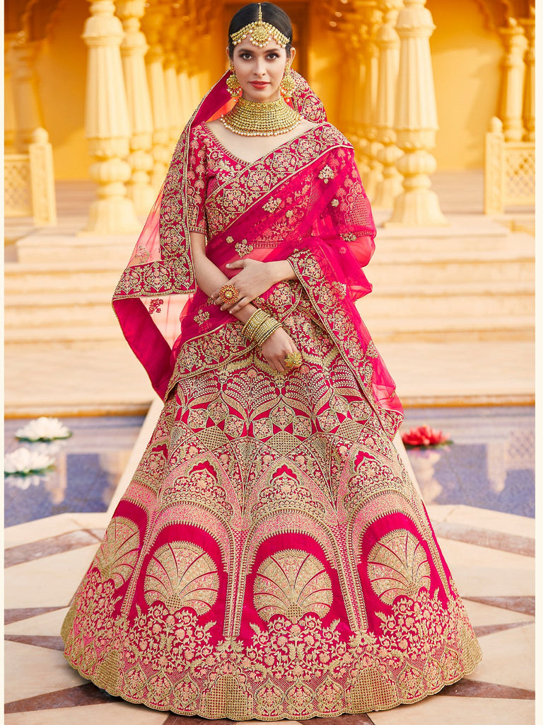 Pink Pure  Velvet Semi Stitched Lehenga With  Unstitched Blouse Clothsvilla