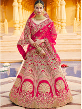 Load image into Gallery viewer, Pink Pure  Velvet Semi Stitched Lehenga With  Unstitched Blouse Clothsvilla