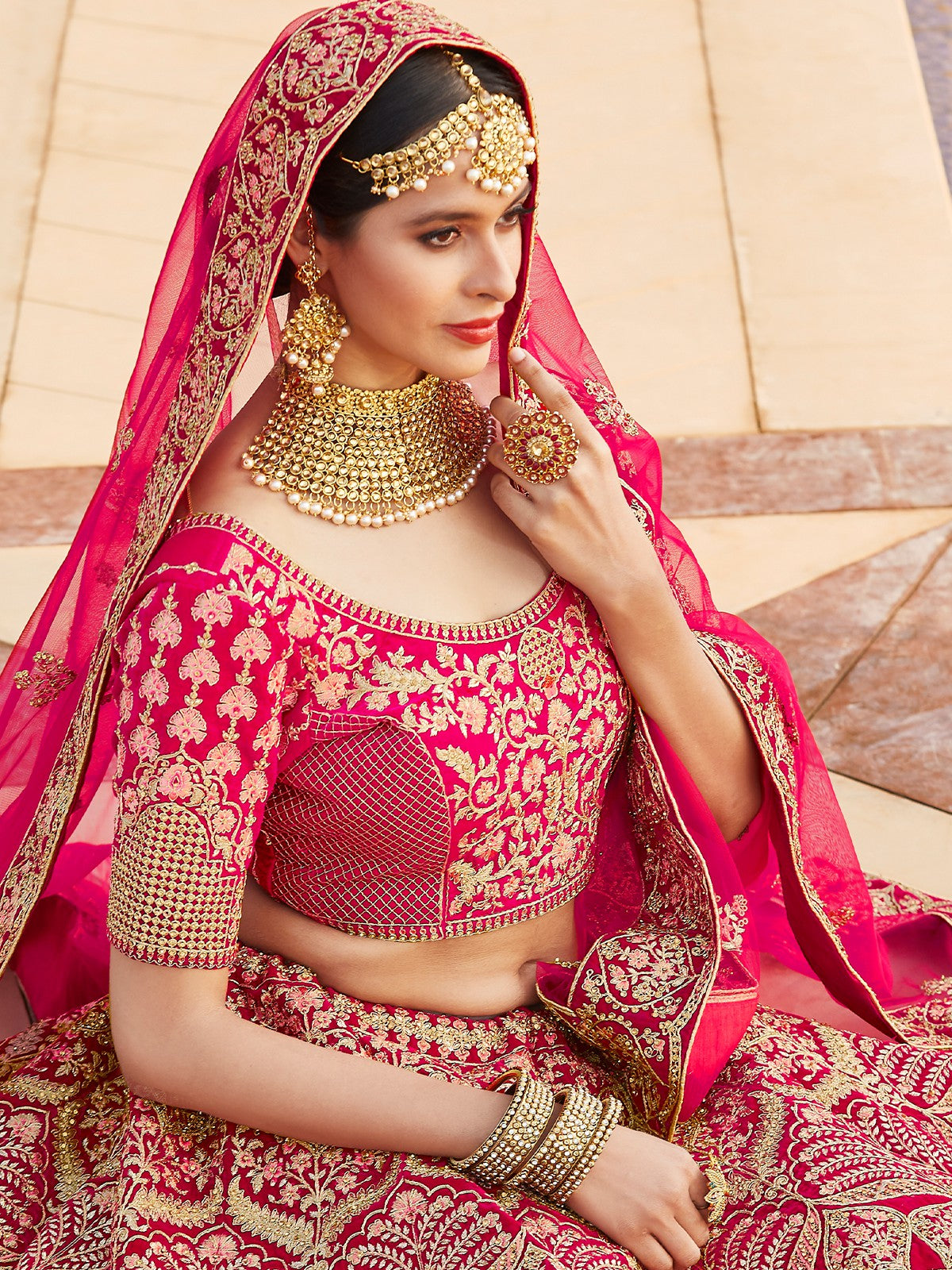 Pink Pure  Velvet Semi Stitched Lehenga With  Unstitched Blouse Clothsvilla