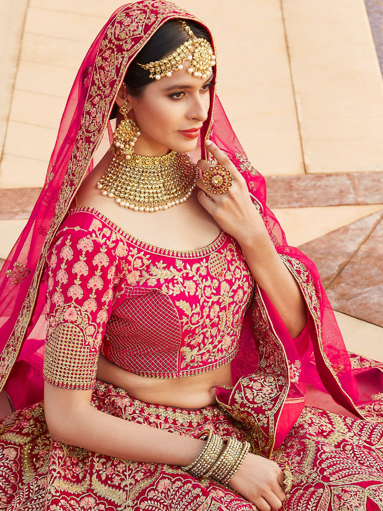 Pink Pure  Velvet Semi Stitched Lehenga With  Unstitched Blouse Clothsvilla