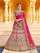 Load image into Gallery viewer, Pink  Semi Stitched Lehenga With  Unstitched Blouse With  Hand Work And Embroidery Clothsvilla