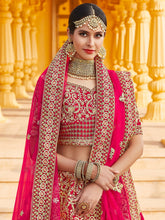 Load image into Gallery viewer, Pink  Semi Stitched Lehenga With  Unstitched Blouse With  Hand Work And Embroidery Clothsvilla