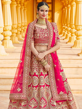 Load image into Gallery viewer, Pink  Semi Stitched Lehenga With  Unstitched Blouse With  Hand Work And Embroidery Clothsvilla