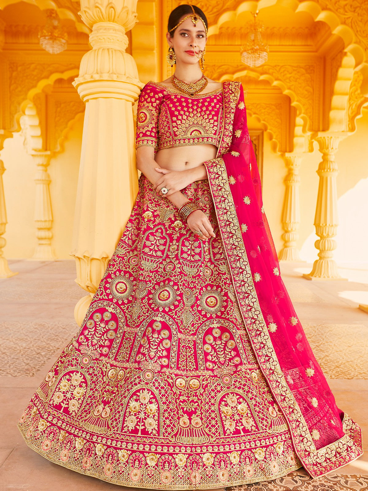 Designer Pink  Semi Stitched Lehenga With  Unstitched Blouse Clothsvilla Main image