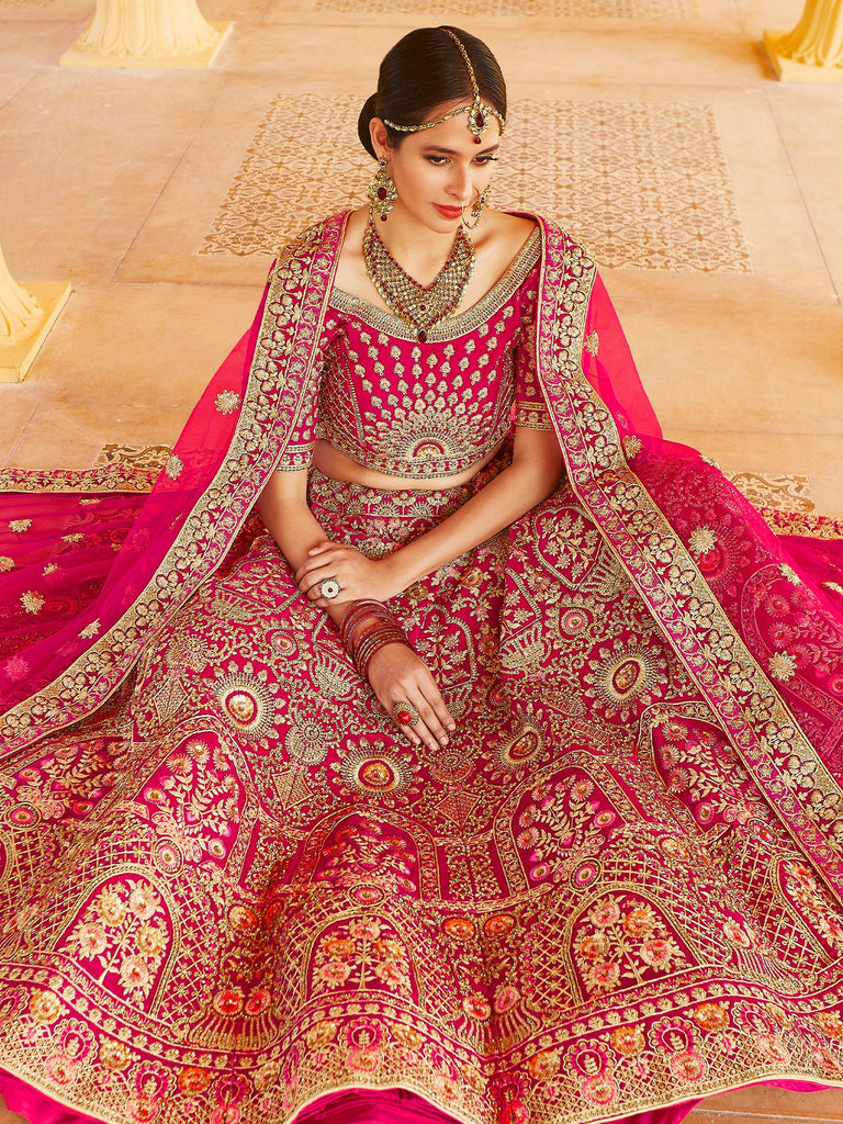 Designer Pink  Semi Stitched Lehenga With  Unstitched Blouse Clothsvilla