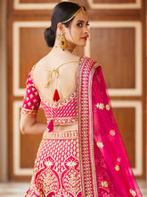 Load image into Gallery viewer, Festive Pink  Semi Stitched Lehenga With  Unstitched Blouse Clothsvilla