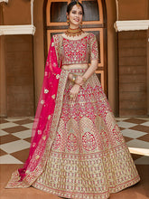 Load image into Gallery viewer, Designer Pink Hand Work And Embroidery Semi Stitched Lehenga With  Unstitched Blouse Clothsvilla