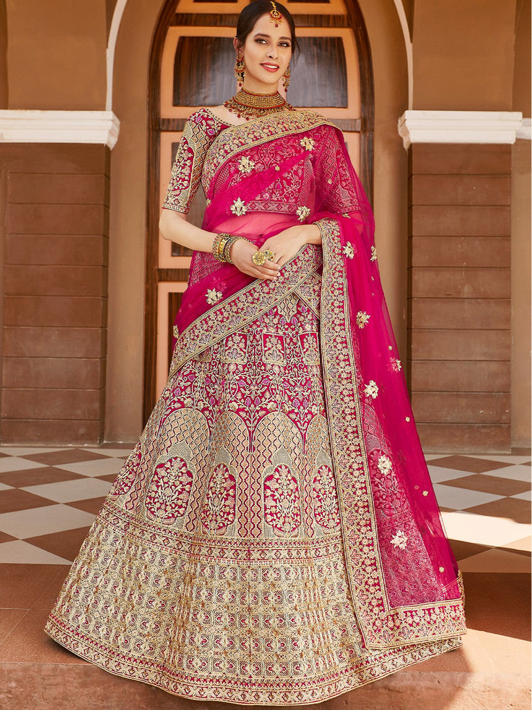 Designer Pink Hand Work And Embroidery Semi Stitched Lehenga With  Unstitched Blouse Clothsvilla