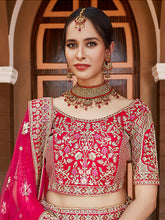 Load image into Gallery viewer, Designer Pink Hand Work And Embroidery Semi Stitched Lehenga With  Unstitched Blouse Clothsvilla