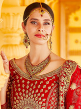 Load image into Gallery viewer, Red Elegant  Semi Stitched Lehenga With  Unstitched Blouse Clothsvilla